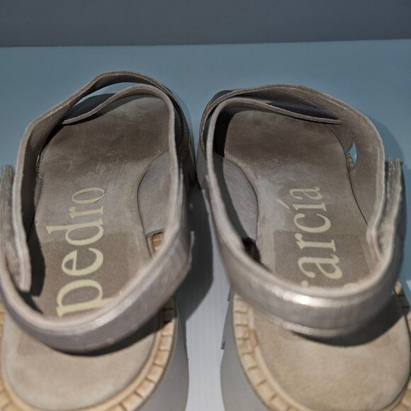 Pedro Garcia Reme Sandal Womens EU 39 Metallic Gold Leather Slingback Platform - Picture 10 of 14